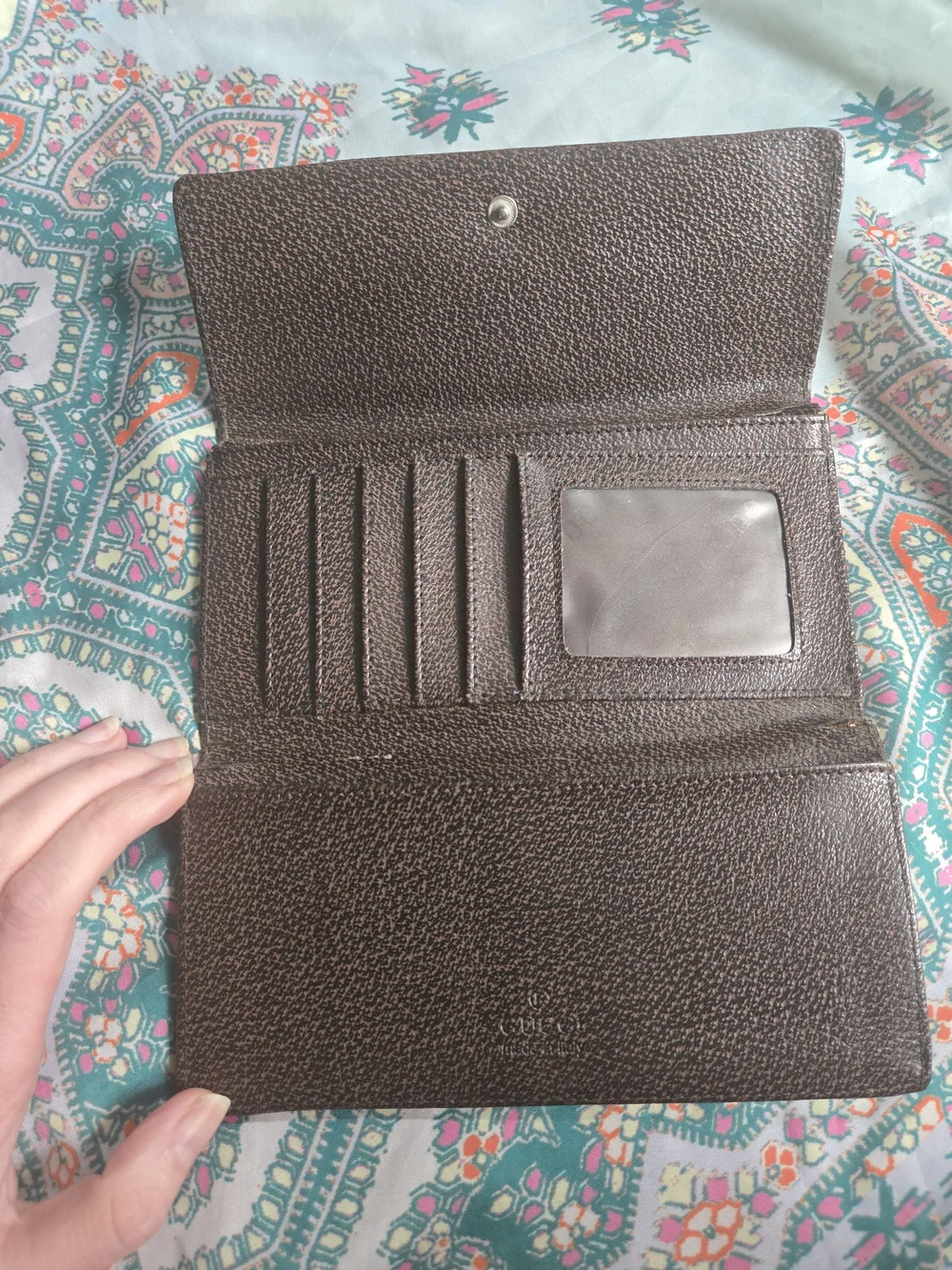 Vintage Gucci Brown Signature Canvas Continental Wallet with Web Stripe - Picture 3 of 8